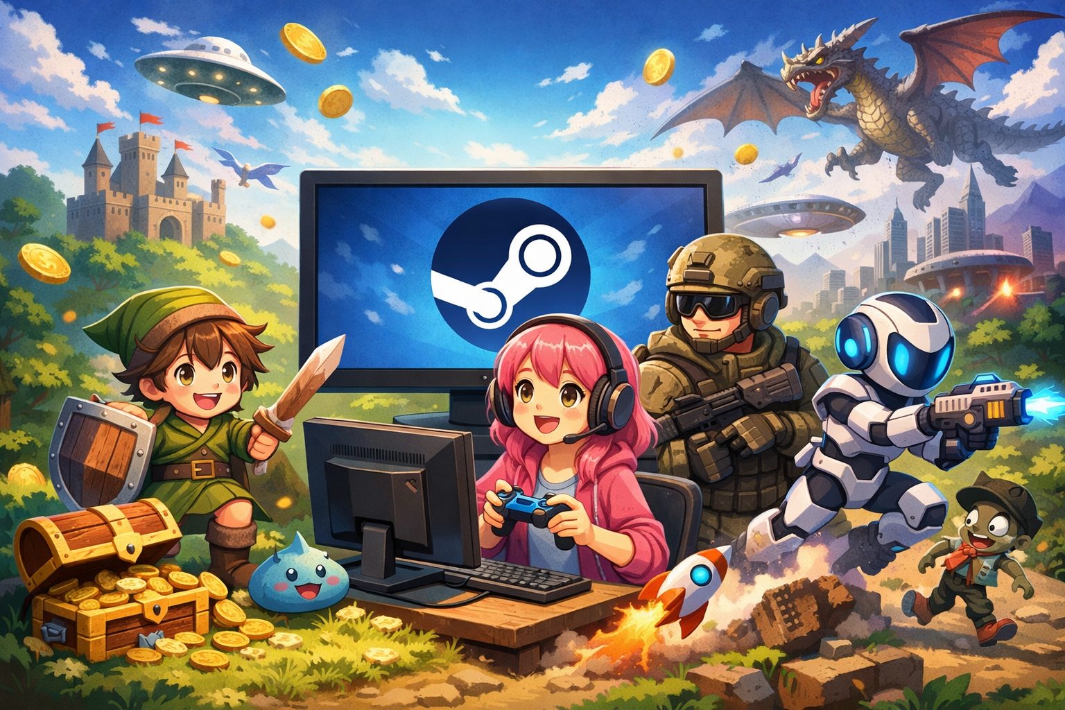 まずはここから遊んでみよう！パソコンのスペックを気にせず無料で楽しめるおすすめのSteamゲーム